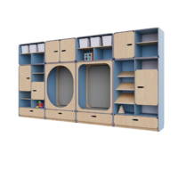 Детская стенка с местом для хранения и зонами отдыха из коллекции «НЕГА» (цвет голубой) - «globural.ru» - Архангельск