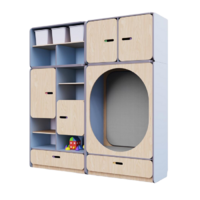 Детская стенка с местом для хранения и овальной зоной отдыха из коллекции «НЕГА» (цвет голубой) - «globural.ru» - Архангельск