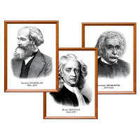 Портреты выдающихся физиков (деревянная рамка, под стеклом, комплект 8 шт.) - «globural.ru» - Архангельск