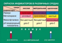 Таблица Окраска индикаторов в различных средах (винил) - «globural.ru» - Архангельск