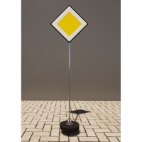 Знак дорожный "Главная дорога" 2.1 типоразмер 40 на стойке с основанием 3кг - «globural.ru» - Архангельск