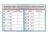 Фрагмент (демонстрационный) маркерный (двухсторонний) "Склонение имен существительных и прилагательных" - «globural.ru» - Архангельск