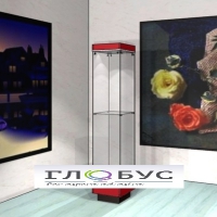 Витрина музейная стойка с фризом и дополнительной полкой - «globural.ru» - Архангельск