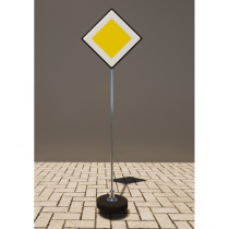 Знак дорожный "Главная дорога" 2.1 типоразмер 40 на стойке с основанием 3кг - «globural.ru» - Архангельск