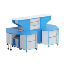 Модуль-стеллаж "Робот-Робик 002" (белый/синий) - «globural.ru» - Архангельск