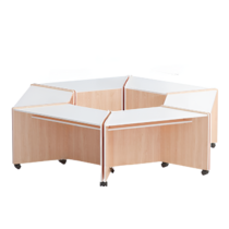 Композиция из корпусных столов трапеций (бук/белый) - «globural.ru» - Архангельск