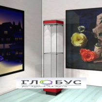 Витрина музейная стойка с фризом и дополнительной полкой - «globural.ru» - Архангельск