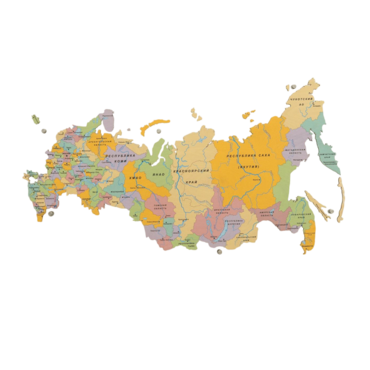 Административная карта России из дерева на стену "Родина моя" 900×511×30мм - «globural.ru» - Архангельск