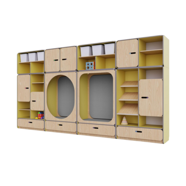 Детская стенка с местом для хранения и зонами отдыха из коллекции «НЕГА» (цвет желтый) - «globural.ru» - Архангельск