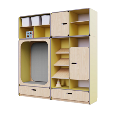 Детская стенка с местом для хранения и прямоугольной зоной отдыха из коллекции «НЕГА» (цвет желтый) - «globural.ru» - Архангельск
