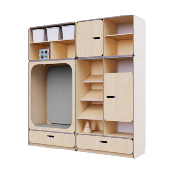 Детская стенка с местом для хранения и прямоугольной зоной отдыха из коллекции «НЕГА» (цвет бежевый) - «globural.ru» - Архангельск