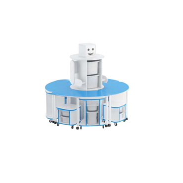 Модуль-стеллаж "Робот- Робик" (синий-белый) - «globural.ru» - Архангельск