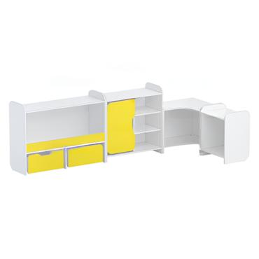 Набор стеллажей для игрушек и пособий "Росток" (белый/желтый) - «globural.ru» - Архангельск