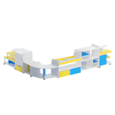 Набор стеллажей для пособий (белый/желтый/синий) - «globural.ru» - Архангельск