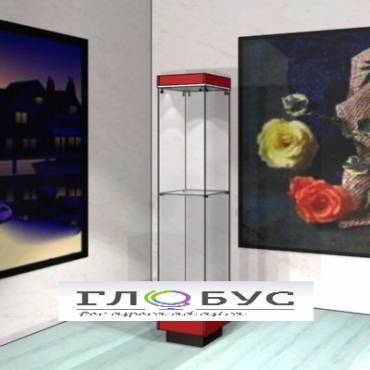 Витрина музейная стойка с фризом и дополнительной полкой - «globural.ru» - Архангельск